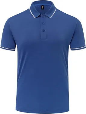 Men's Golf Polo Shirt Solid Color Short Sleeve Button Down Collar T Shirt Tennis Fishing Summer Breathable Quick Dry Top