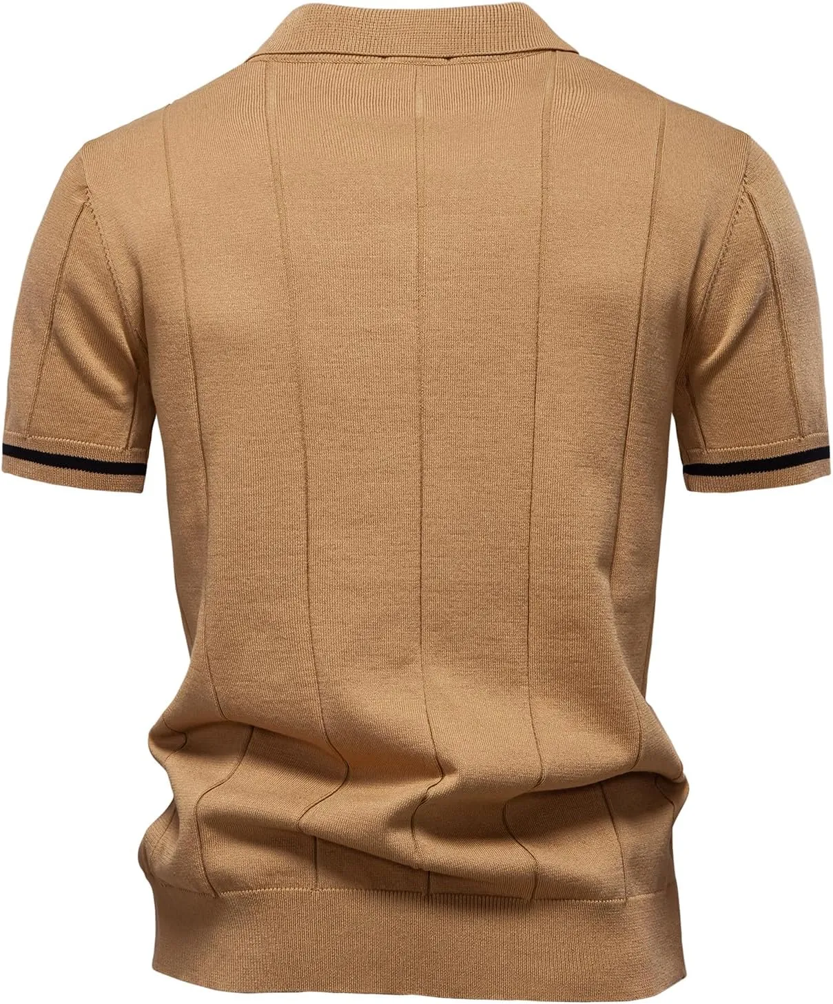 Mens Golf Polo Shirts Short Sleeve Quarter Zip Knit Polos Slim Fit Textured Stretchy Polo Shirt for Men