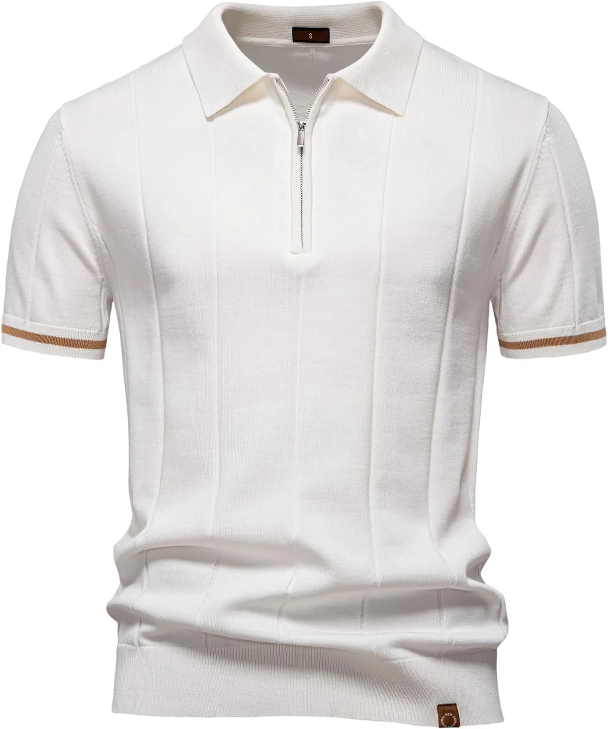 Mens Golf Polo Shirts Short Sleeve Quarter Zip Knit Polos Slim Fit Textured Stretchy Polo Shirt for Men