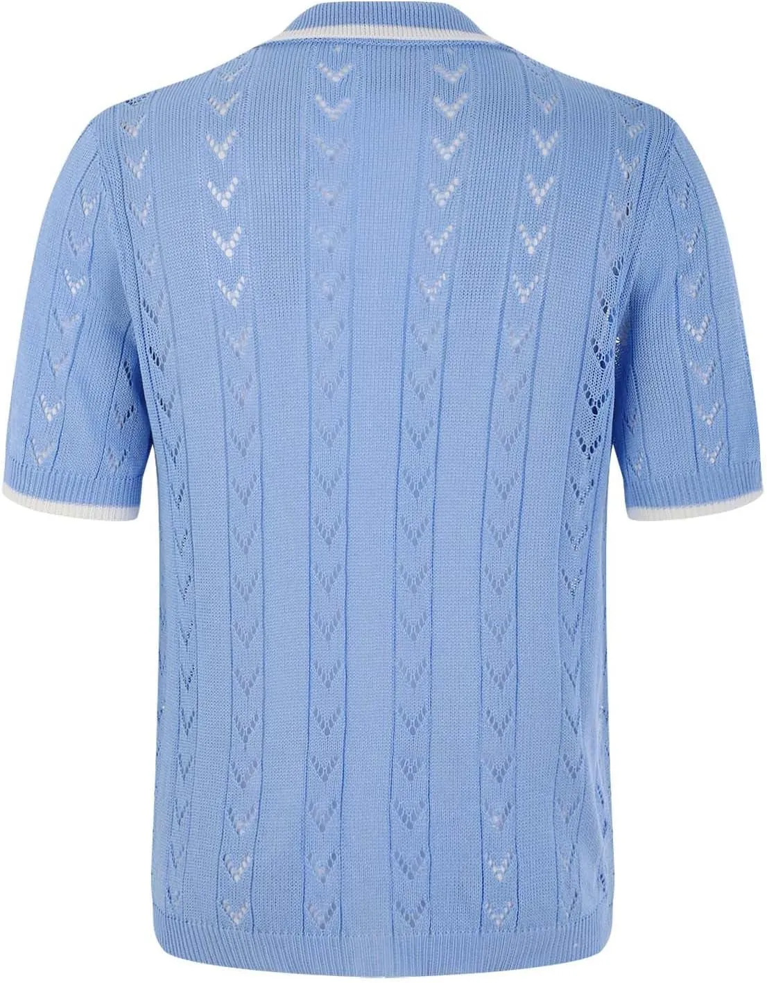 Men's Knit Openwork Shirt Button Down Short Sleeve Casual Top Breathable Solid Color Lapel Summer Holiday Loose Fit Beachwear