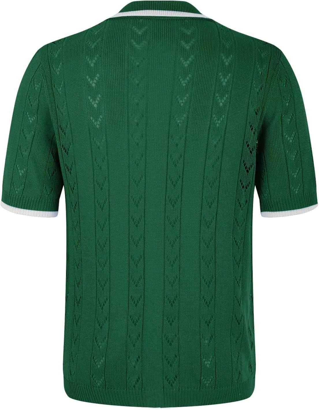 Men's Knit Openwork Shirt Button Down Short Sleeve Casual Top Breathable Solid Color Lapel Summer Holiday Loose Fit Beachwear