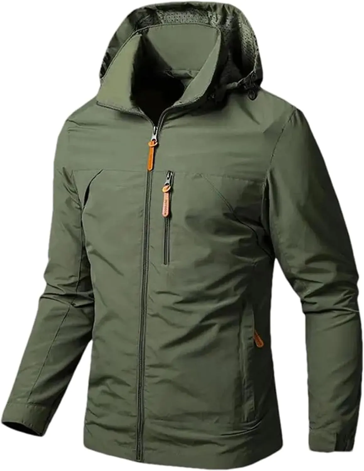Men's Lightweight Breathable Rain Jacket Windbreaker Windproof Rain Hooded Jackets Outdoor Running Coat for Travel