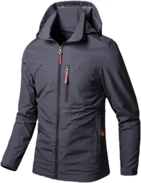 Men's Lightweight Breathable Rain Jacket Windbreaker Windproof Rain Hooded Jackets Outdoor Running Coat for Travel