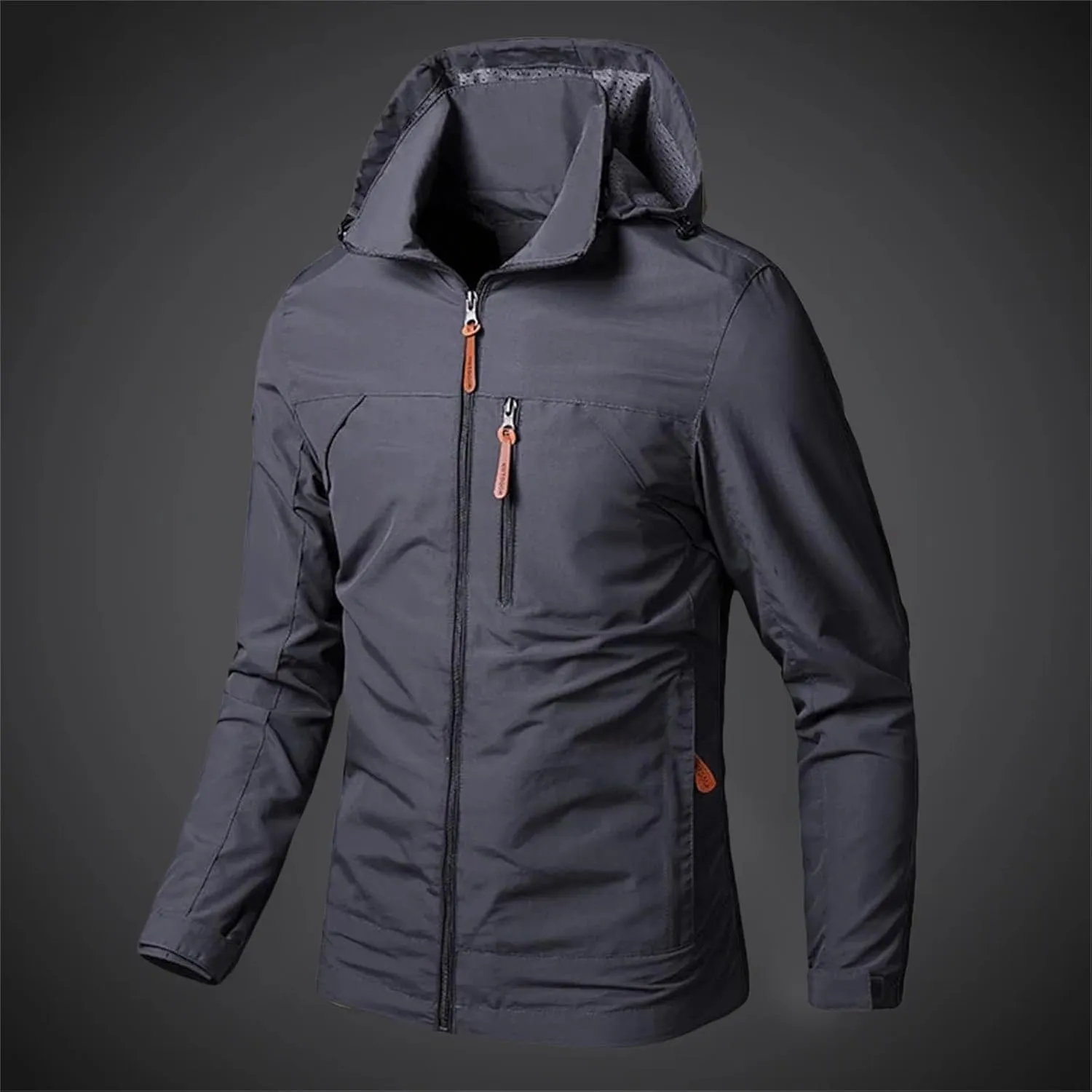 Men's Lightweight Breathable Rain Jacket Windbreaker Windproof Rain Hooded Jackets Outdoor Running Coat for Travel