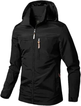 Men's Lightweight Breathable Rain Jacket Windbreaker Windproof Rain Hooded Jackets Outdoor Running Coat for Travel