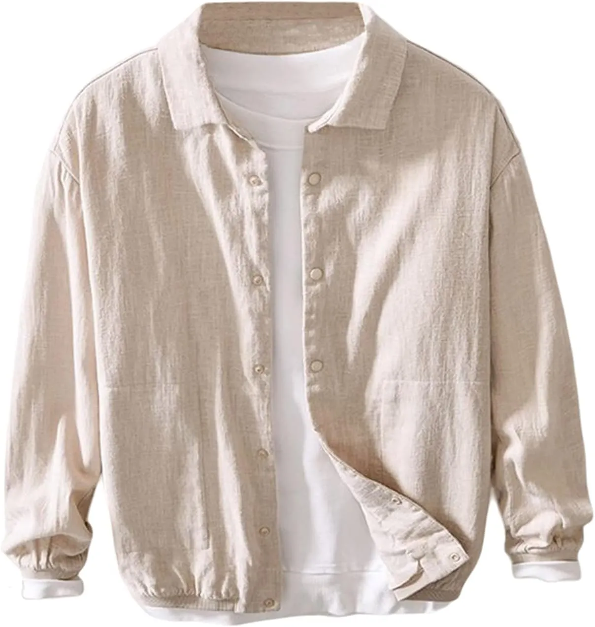 Men's Linen Sport Jacket Casual Thin Button Baseball Jackets Lightweight Sport Coat Outwear