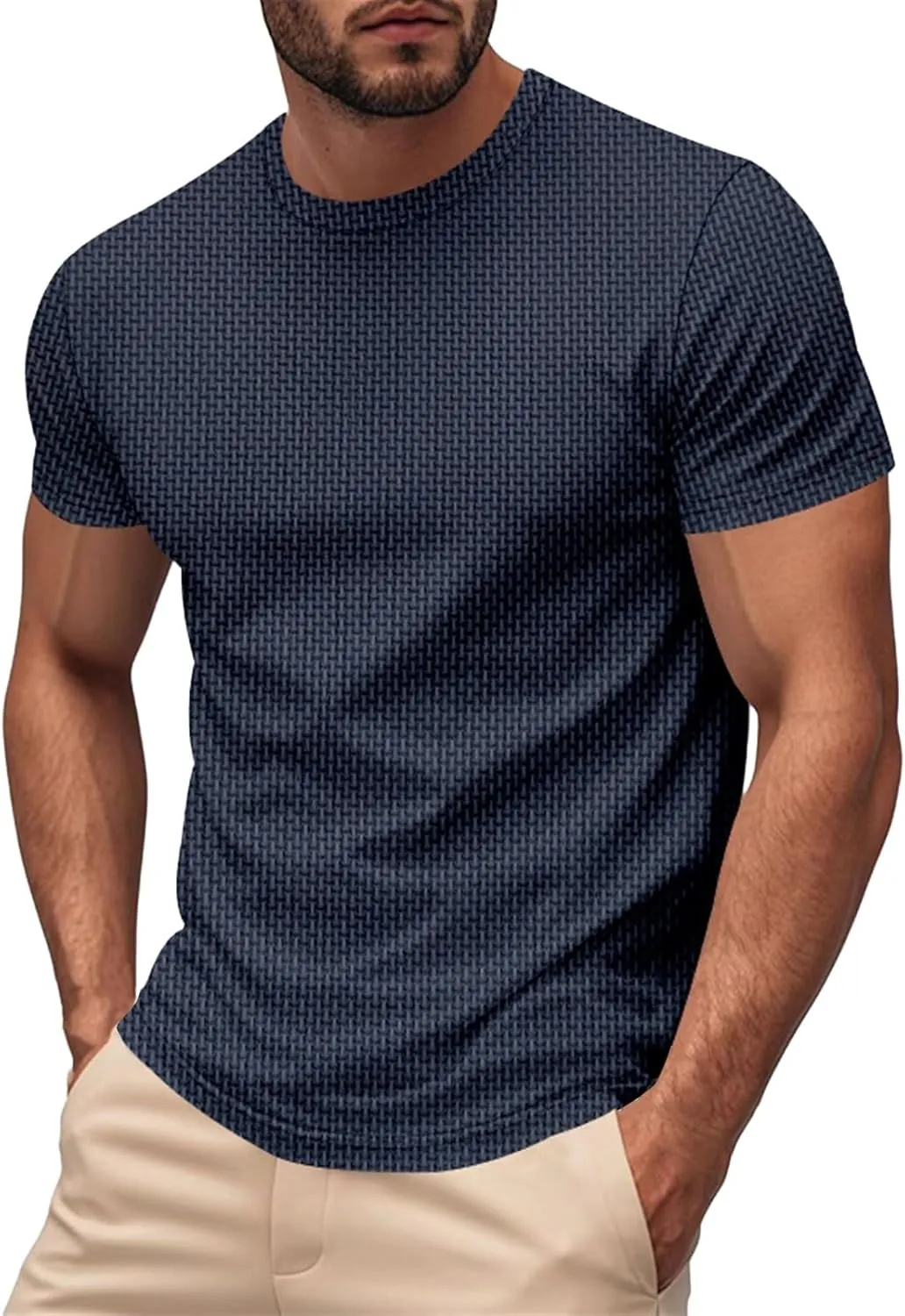 Men's Pique Ice Silk T Shirt Solid Color Quick Dry Crew Neck Shirt Short Sleeve Breathable Running Hiking Summer Sports Top