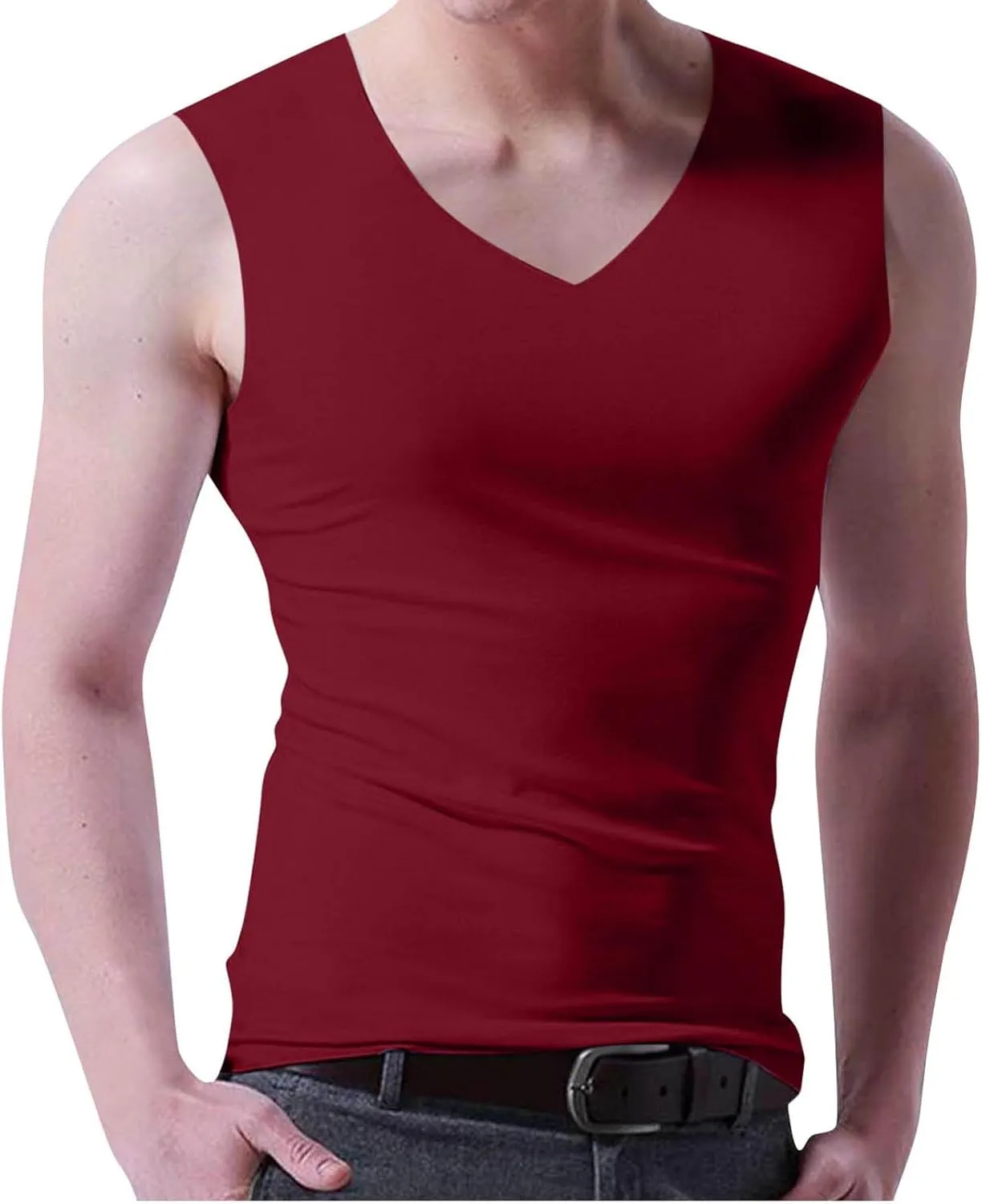 Men's Quick Dry Workout Tank Tops Breathable Comfy Gym Sleeveless Muscle V Neck Shirts for Active Gym Bodybuilding