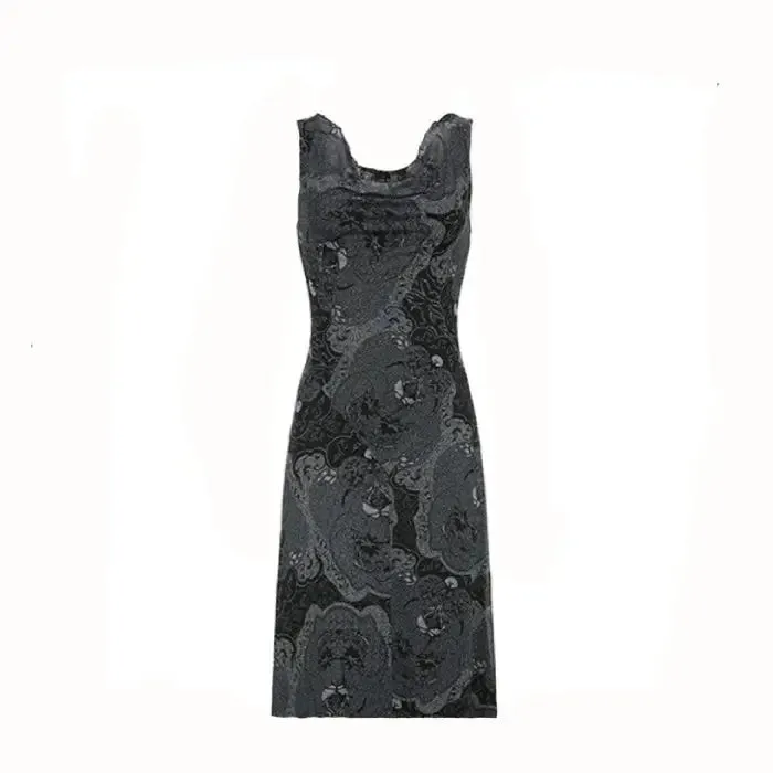Mesh Slim O-Neck Sleeveless Dress