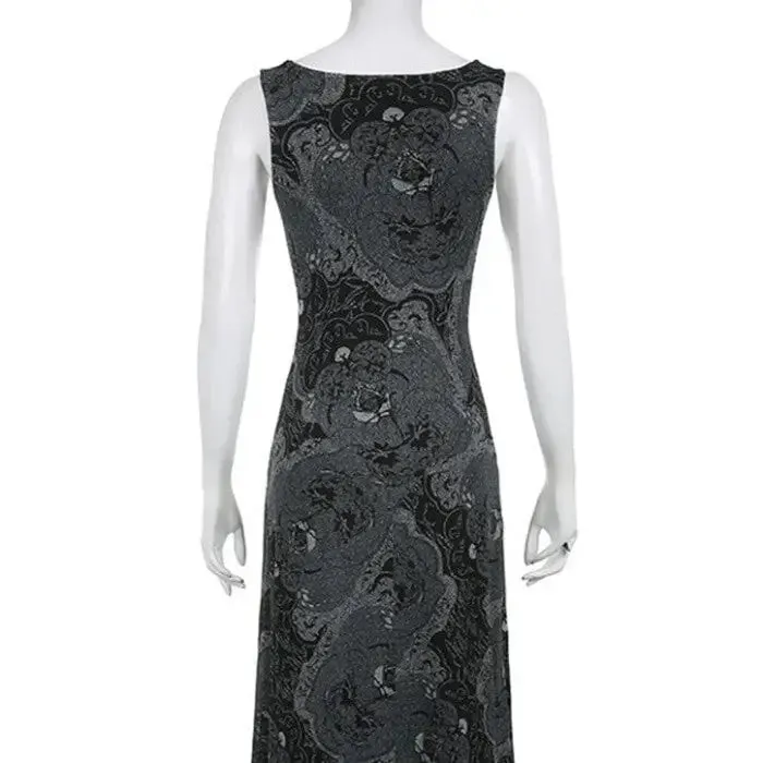 Mesh Slim O-Neck Sleeveless Dress