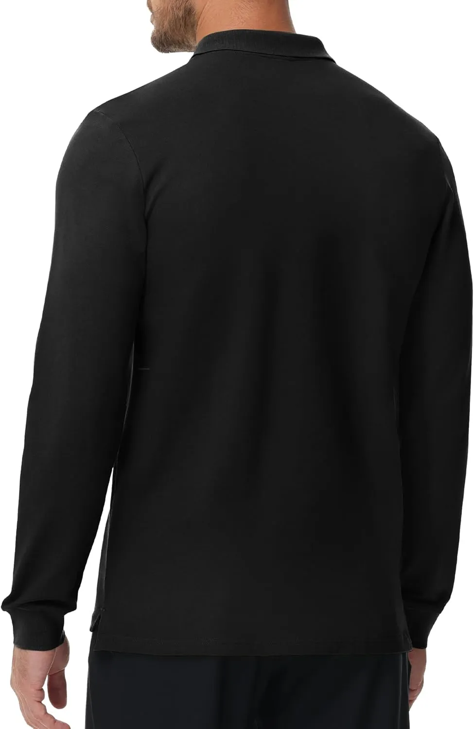 MIER Polo Shirts for Men Cotton Long Sleeve Golf Tennis Collared Shirt for Casual Work Travel, 3 Buttons, Ultra Soft