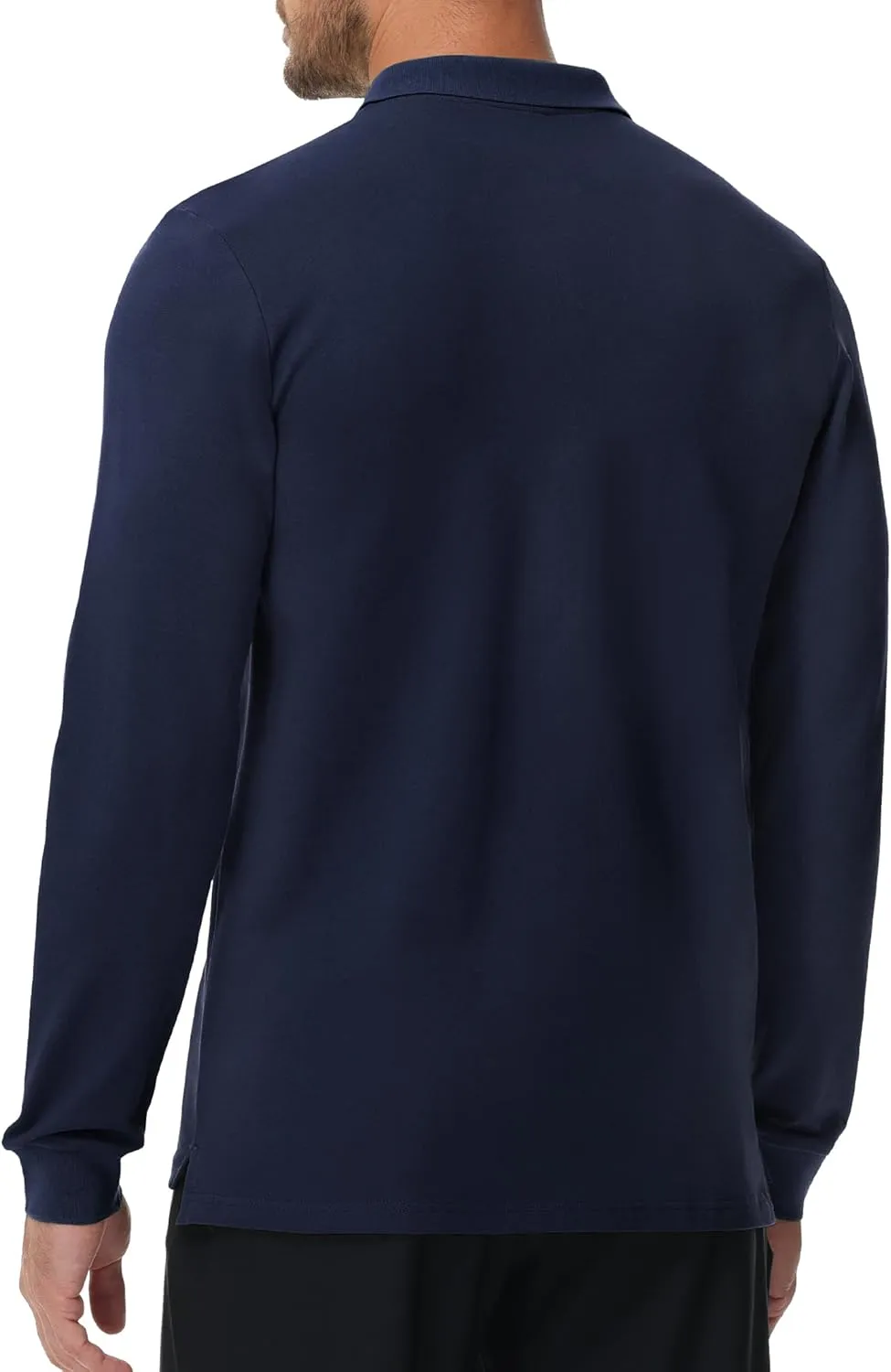 MIER Polo Shirts for Men Cotton Long Sleeve Golf Tennis Collared Shirt for Casual Work Travel, 3 Buttons, Ultra Soft