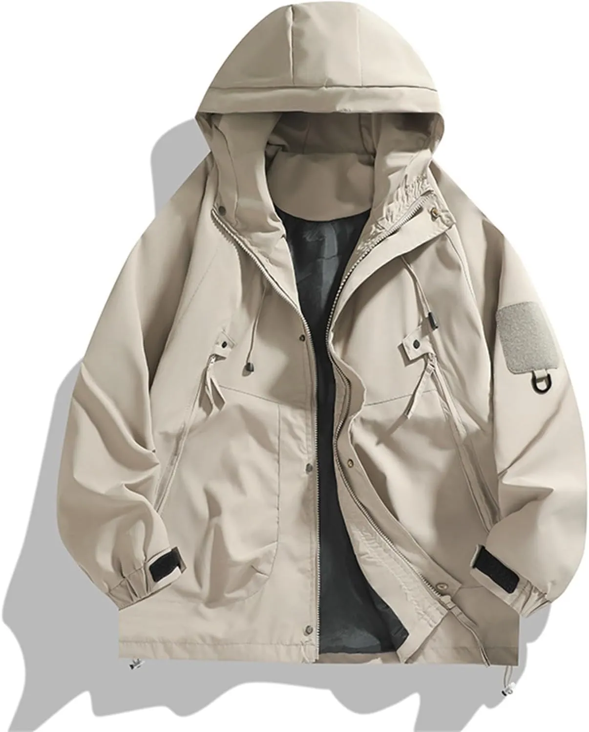 Military Tactical Jacket for Men Outdoor Hiking Soft Shell Lightweight Waterproof Rain Jackets Full Zip Hooded Coats