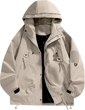 Military Tactical Jacket for Men Outdoor Hiking Soft Shell Lightweight Waterproof Rain Jackets Full Zip Hooded Coats