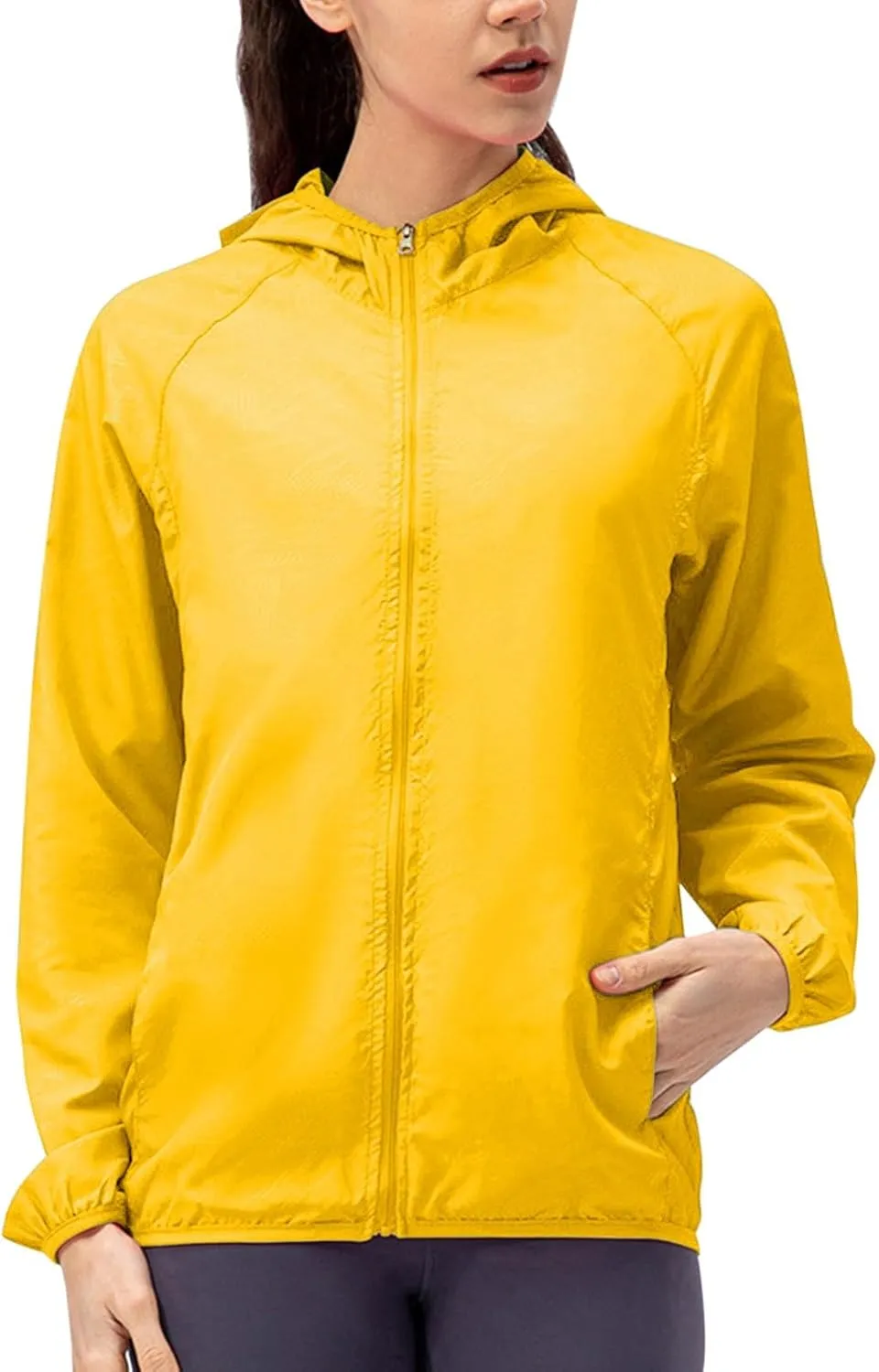 Miyaomn Women's Quick Dry Water-Resistant Hoodie Jacket Breathable Long Sleeve Sun Shirt Full Zip Up Hiking Outdoor Rain Coat