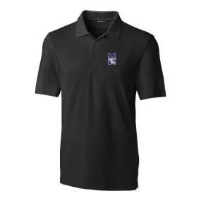 Northwestern Wildcats Men's Cutter &amp; Buck Black Forge Stretch Polo