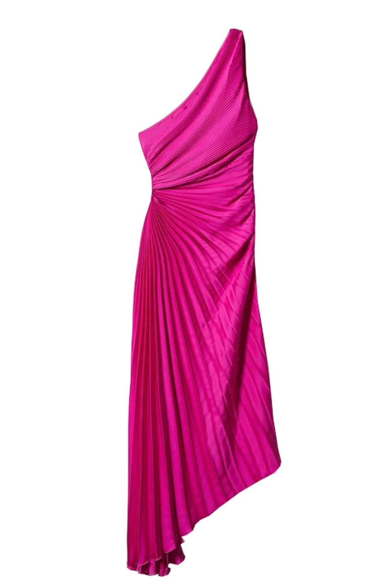 One Shoulder Pleated Cutout Asymmetrical Dress
