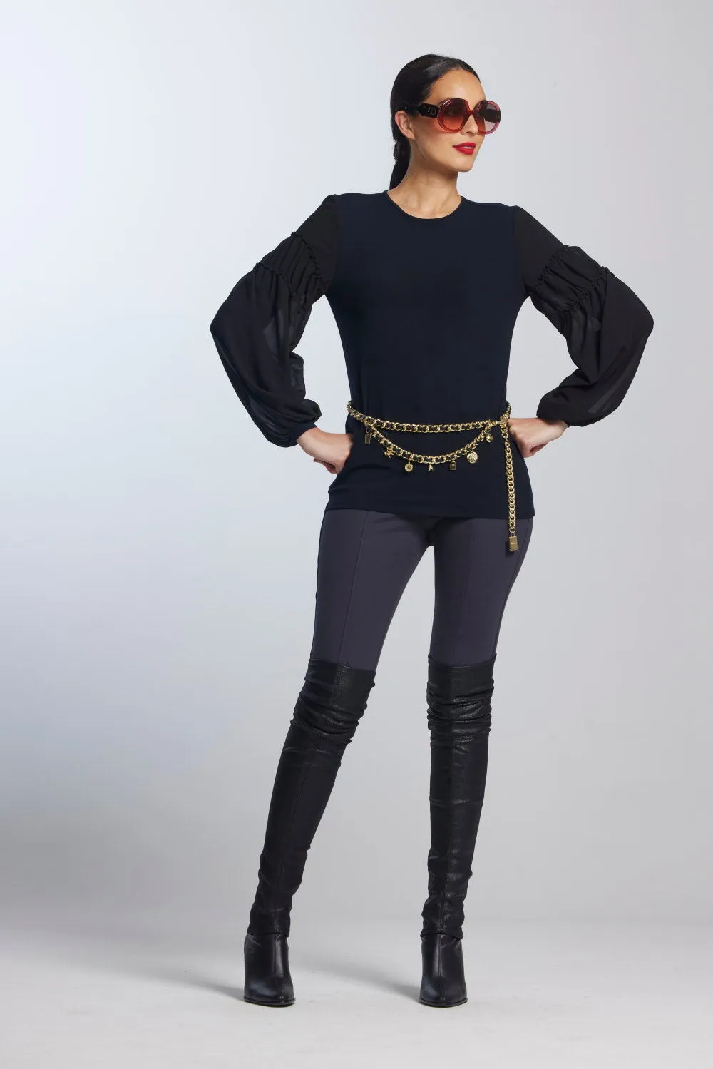 Paula Ryan Soft Sleeve Merino Body Turtleneck Top