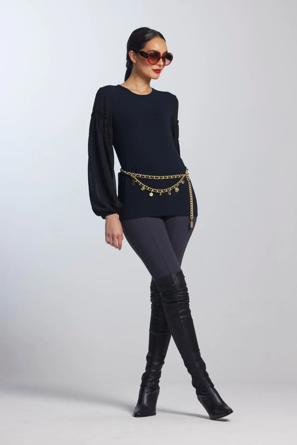Paula Ryan Soft Sleeve Merino Body Turtleneck Top