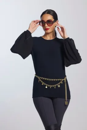 Paula Ryan Soft Sleeve Merino Body Turtleneck Top