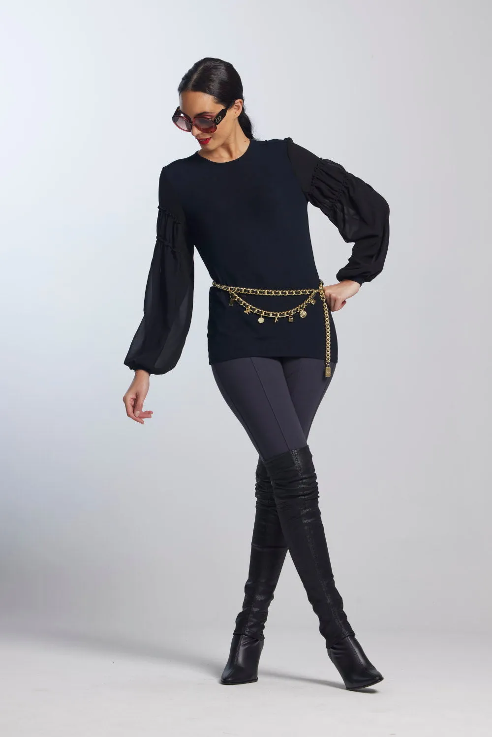 Paula Ryan Soft Sleeve Merino Body Turtleneck Top