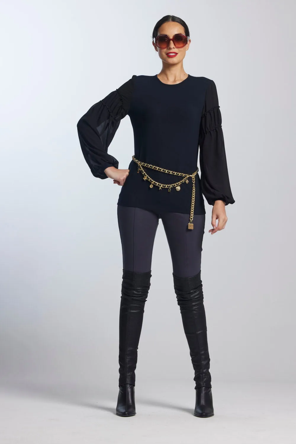 Paula Ryan Soft Sleeve Merino Body Turtleneck Top
