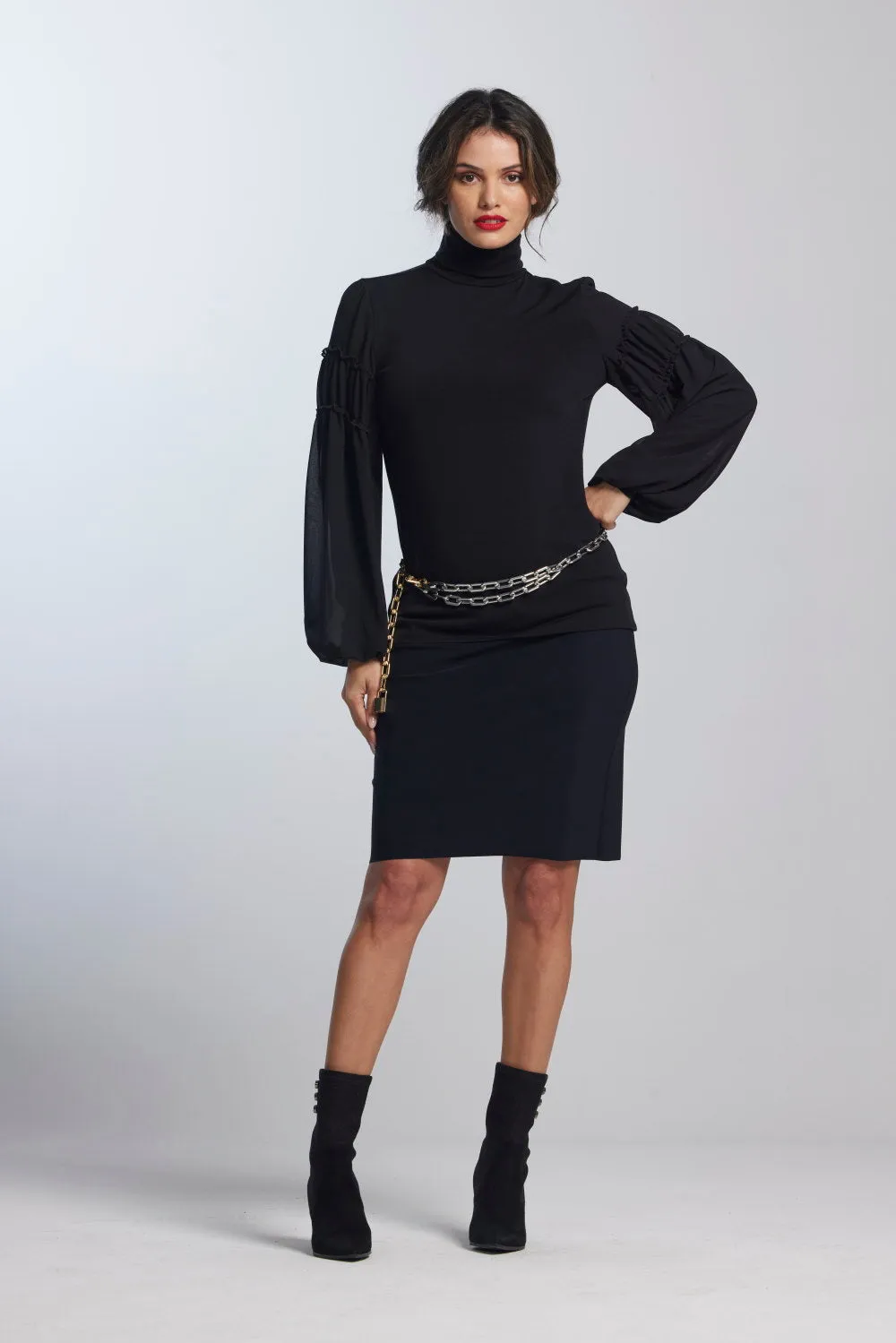 Paula Ryan Soft Sleeve Merino Body Turtleneck Top