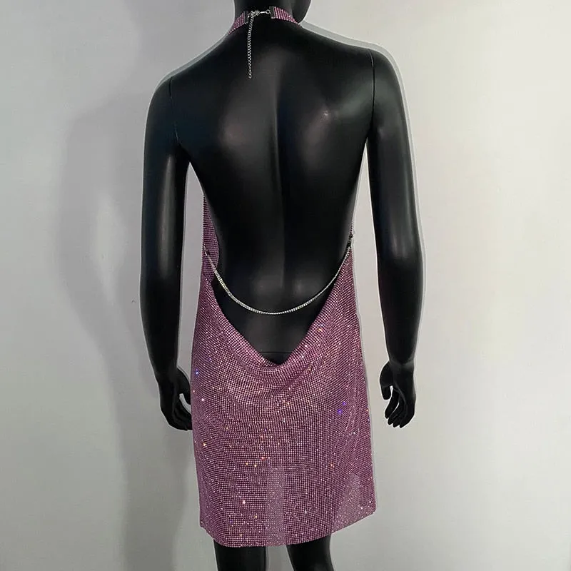 Pink Elegant Rhinestone Dress