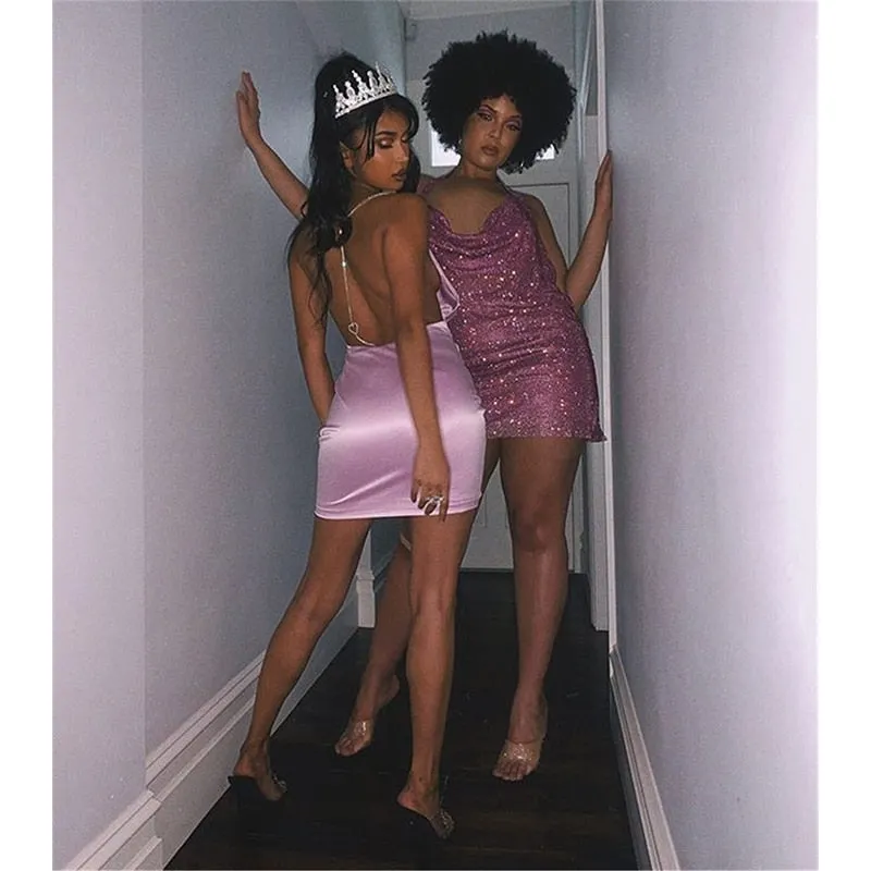 Pink Elegant Rhinestone Dress