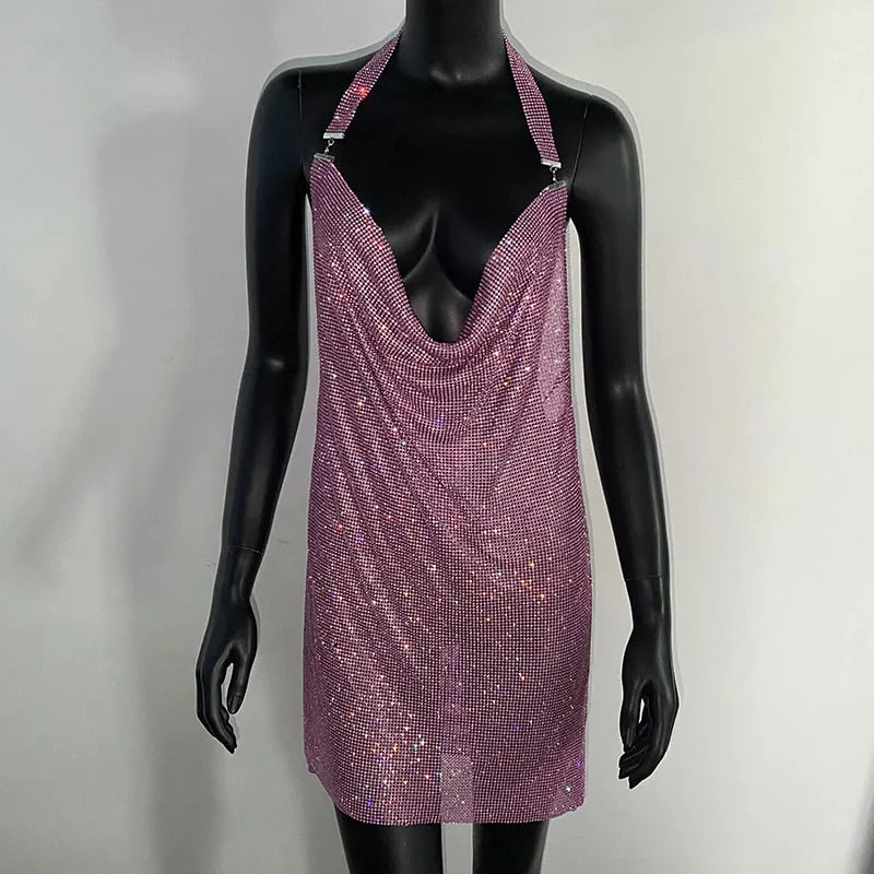 Pink Elegant Rhinestone Dress