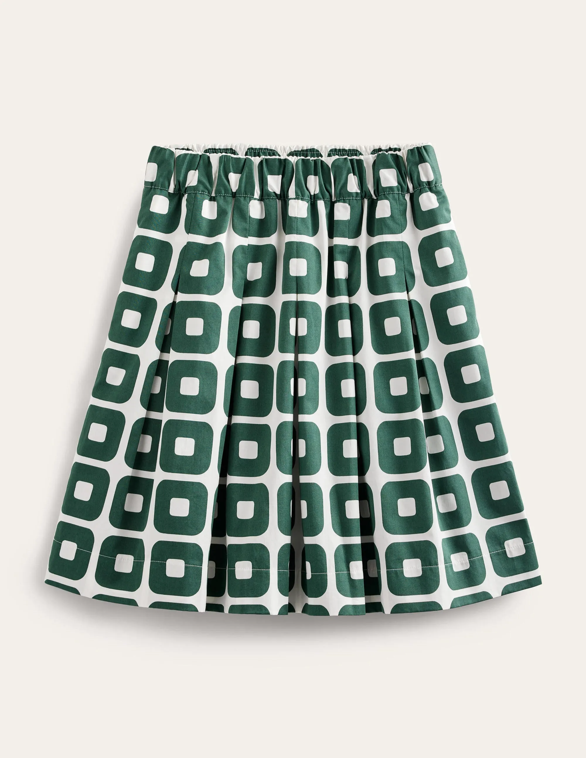 Pleated Cotton Skirt-Trekking Green, Cube