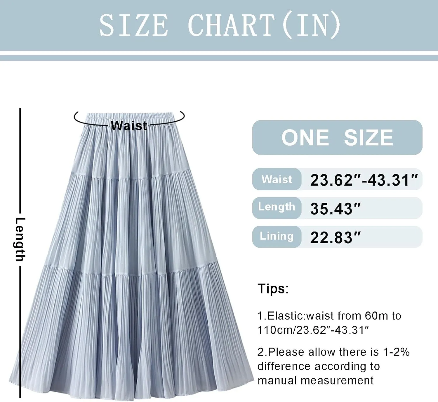 Pleated Midi Skirt for Women High Waist Flowy Long Skirts Casual A-Line Skirt for Daily Outfits