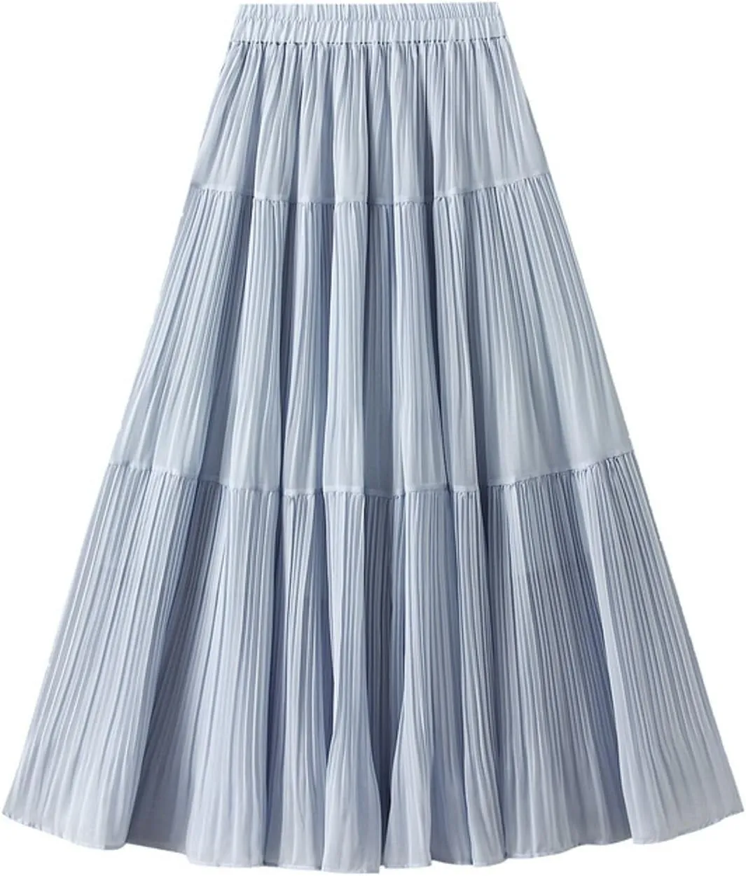 Pleated Midi Skirt for Women High Waist Flowy Long Skirts Casual A-Line Skirt for Daily Outfits
