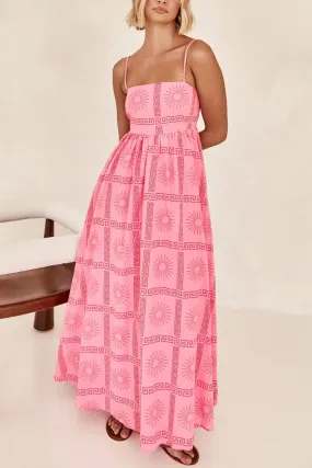 Printed Smocked Cutout Cami Dress