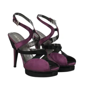 Purple Violet Satin Strap Sandals