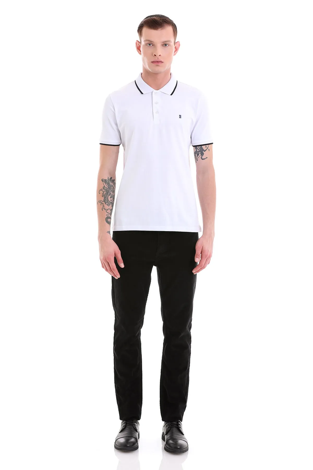 Regular Fit 100% Cotton White Polo T-Shirt
