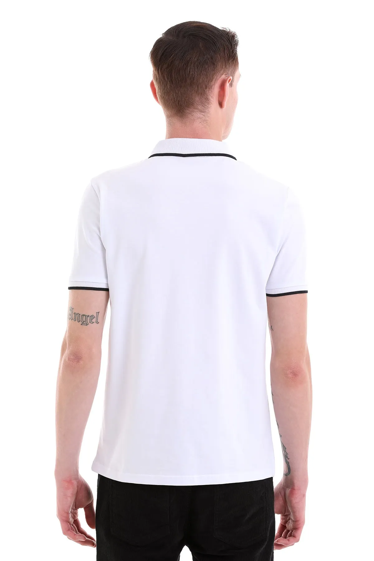Regular Fit 100% Cotton White Polo T-Shirt