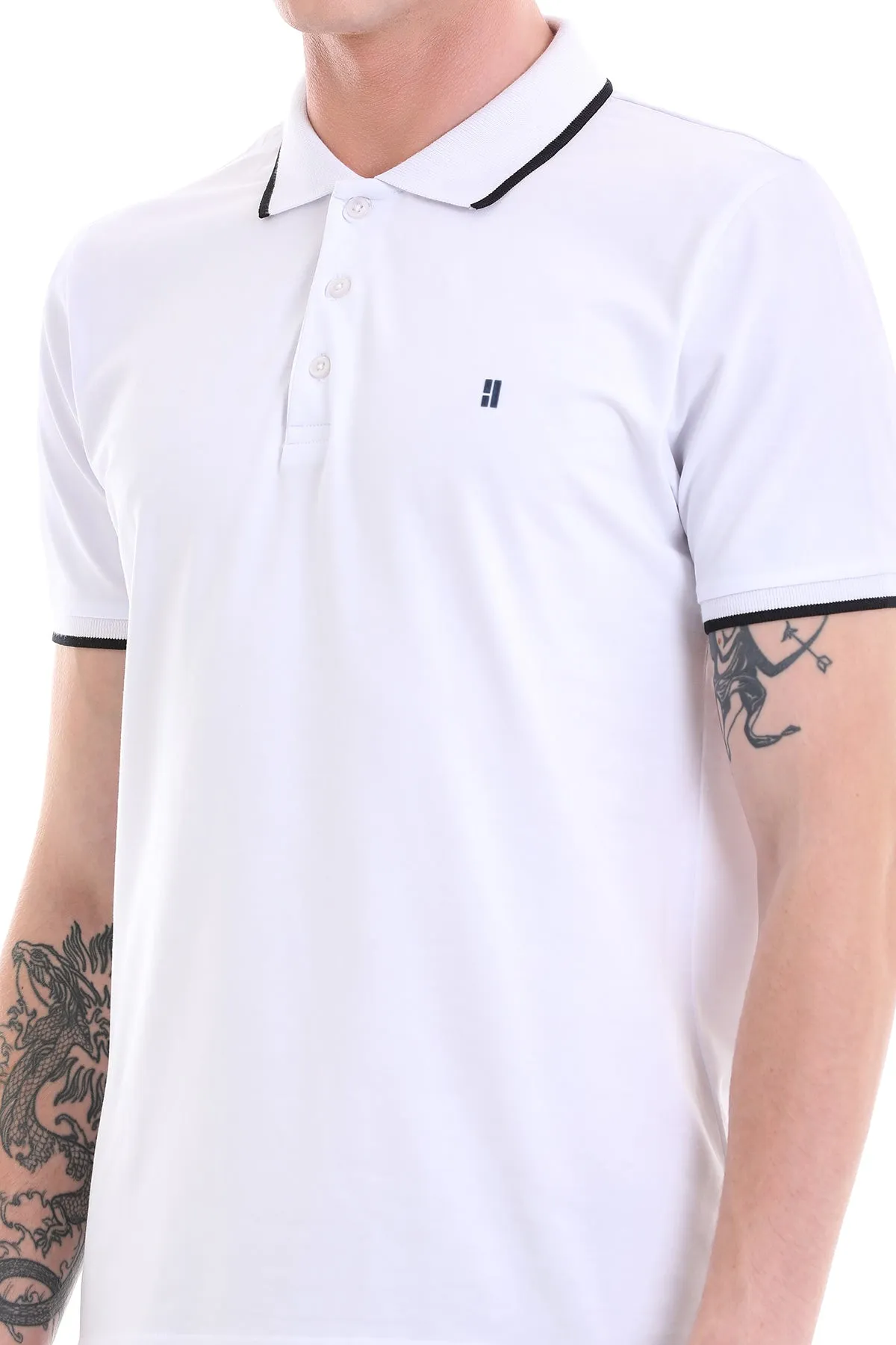 Regular Fit 100% Cotton White Polo T-Shirt