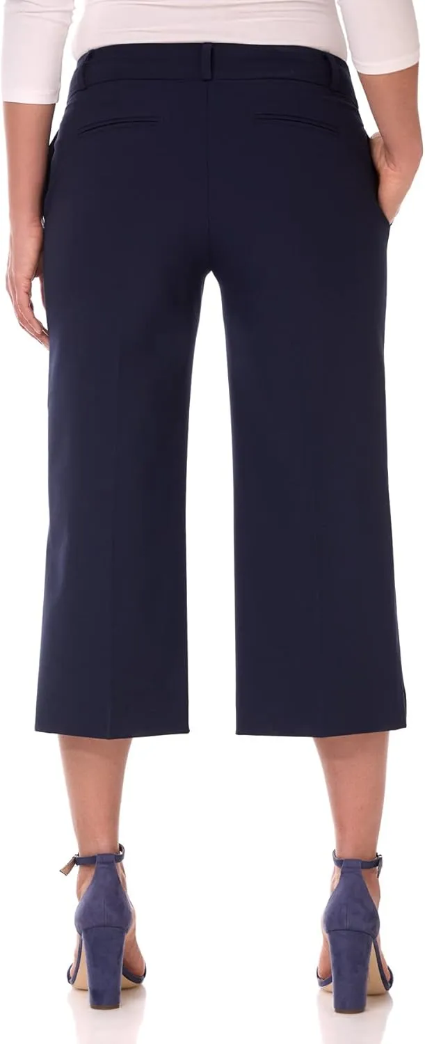 Rekucci Desk to Dinner Wide Leg Capris for Women, Flowy and Stretchy Chic Capri Pants