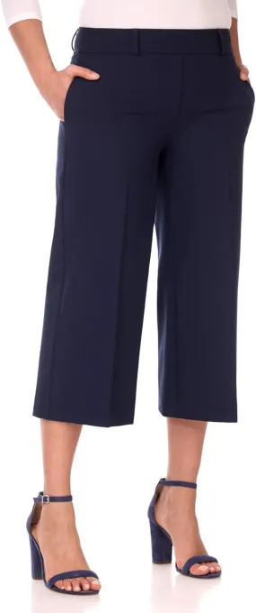 Rekucci Desk to Dinner Wide Leg Capris for Women, Flowy and Stretchy Chic Capri Pants