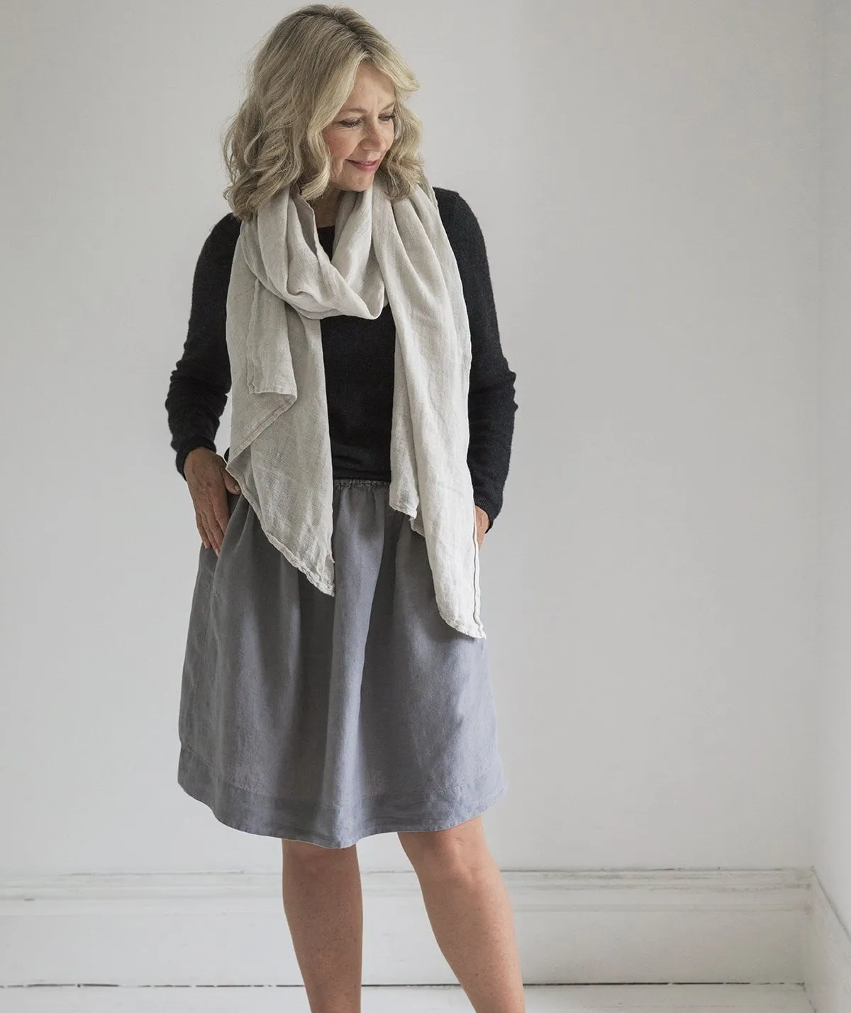 SAMPLE SALE<br>Charcoal Linen Skirt<br>Small