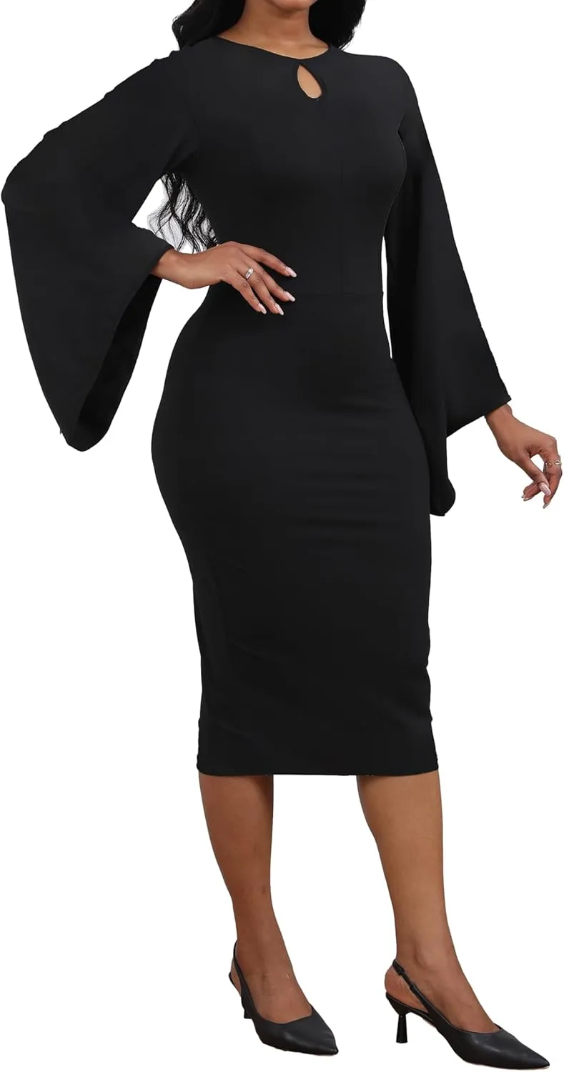 SeNight Women's Elegant Dress Bodycon Work Business Pencil Dresses