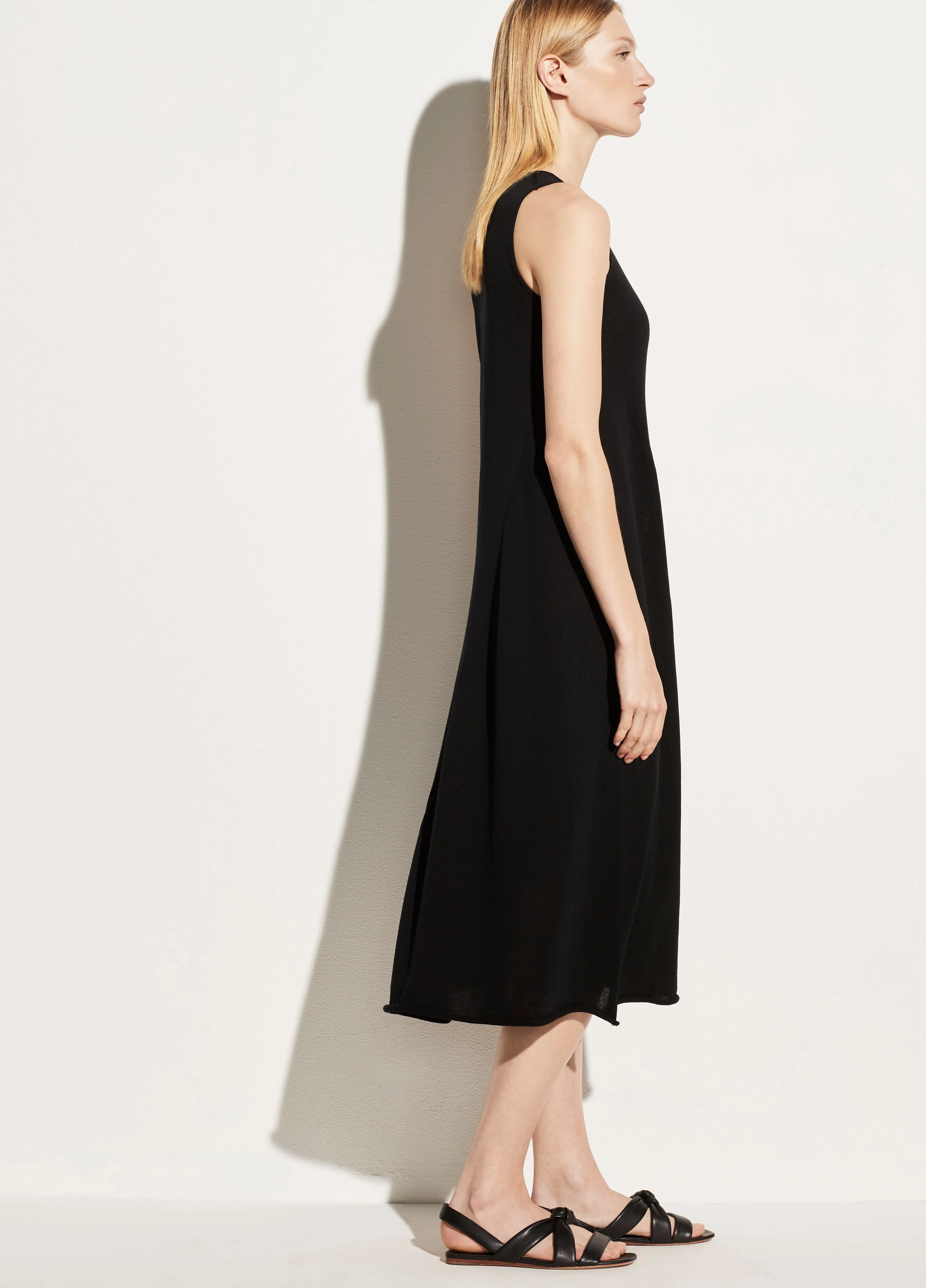 Shirred Tank Dress in Black