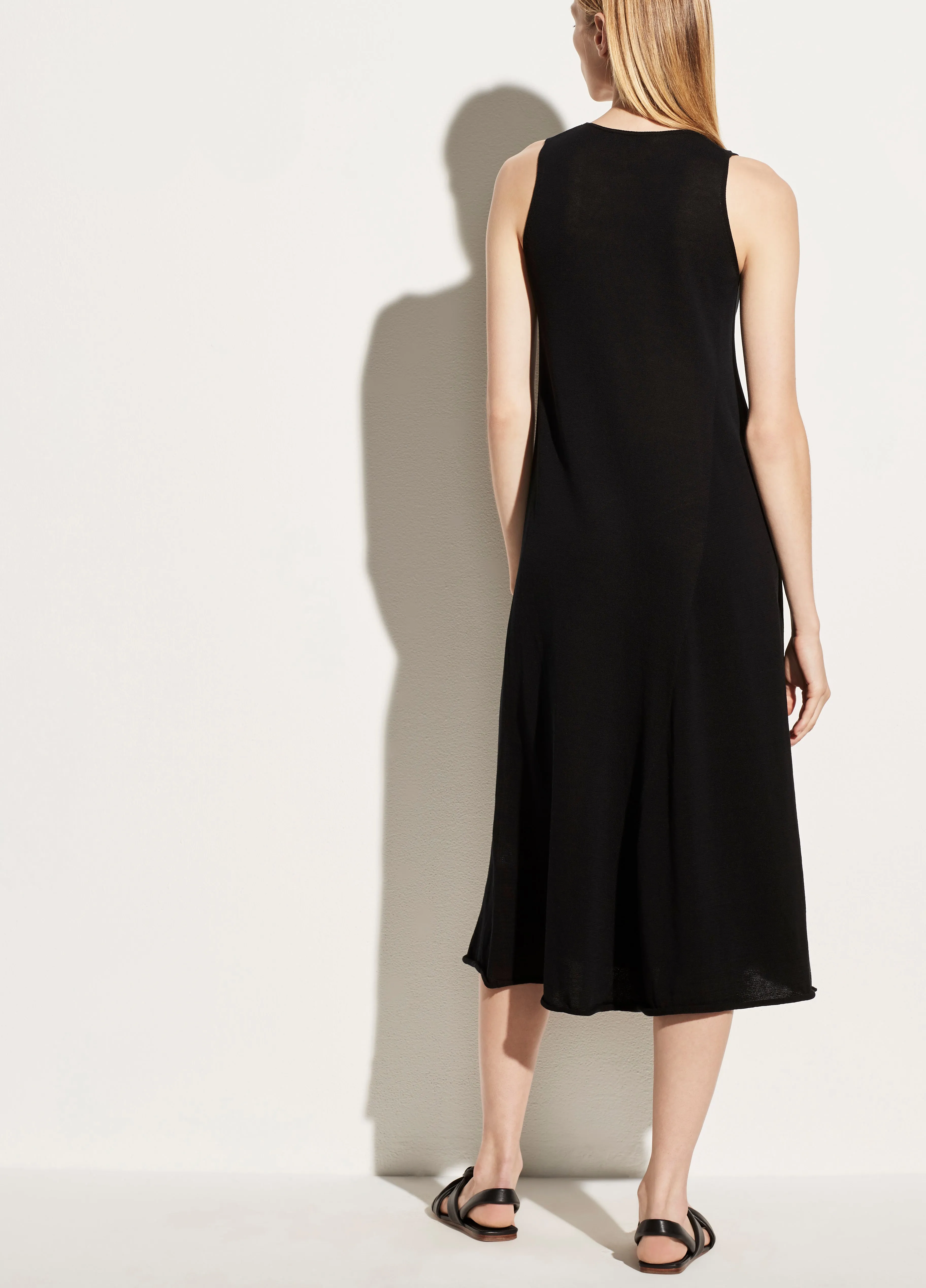 Shirred Tank Dress in Black