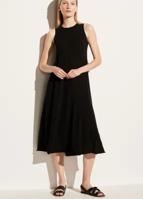 Shirred Tank Dress in Black