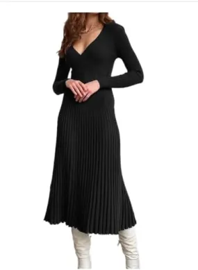 SISKIN Fall Dress & Sweater - V Neck, Long Sleeve, Elegant Wrap Dress