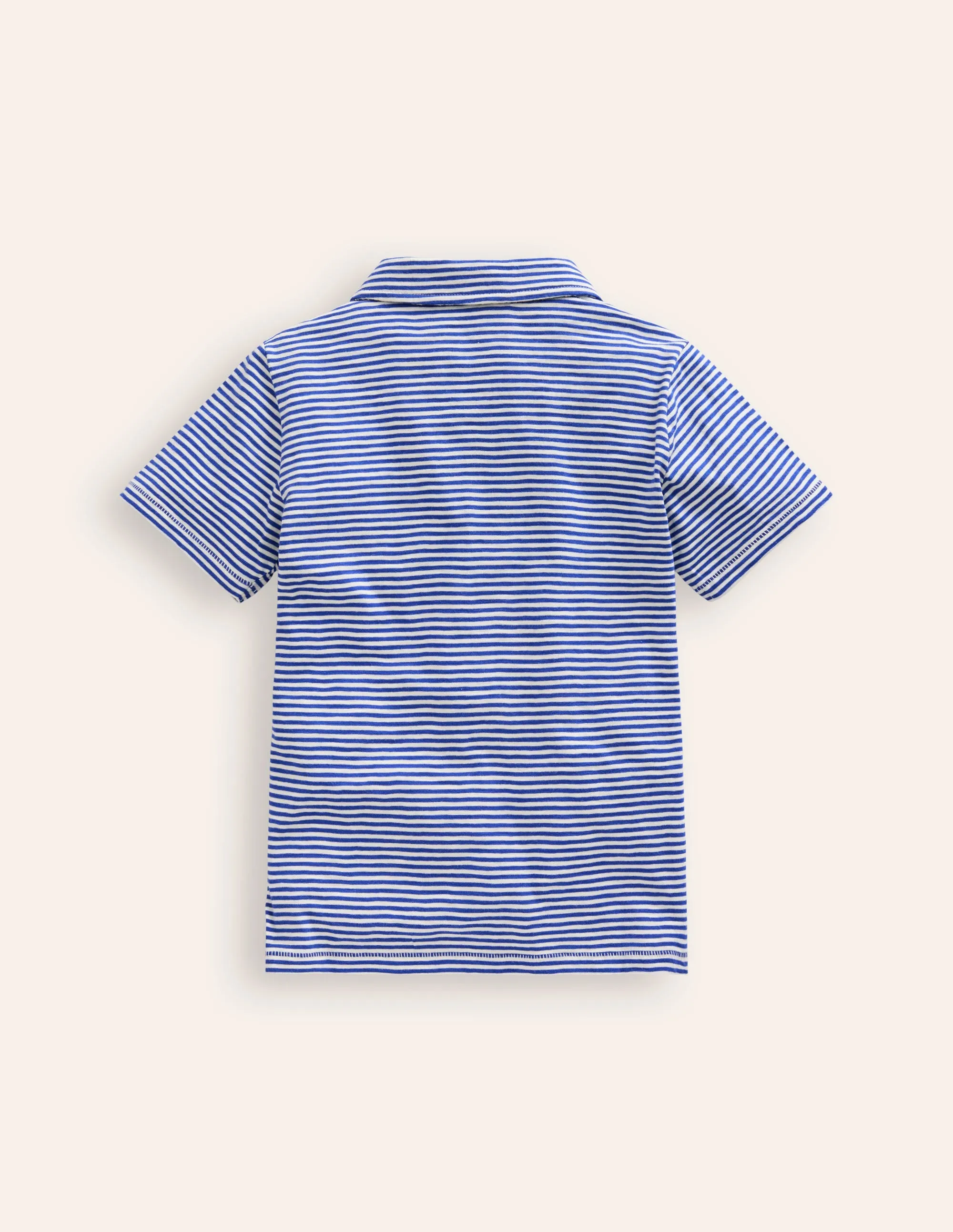 Slub Polo Shirt-Sapphire Blue/ Vanilla Pod