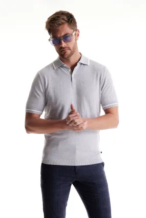 Soft Cloth Pacific Polo in Cotton Silk Jersey - Silver Heather