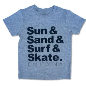 Sol Baby Sun & Sand & Surf & Skate California Grey Tee