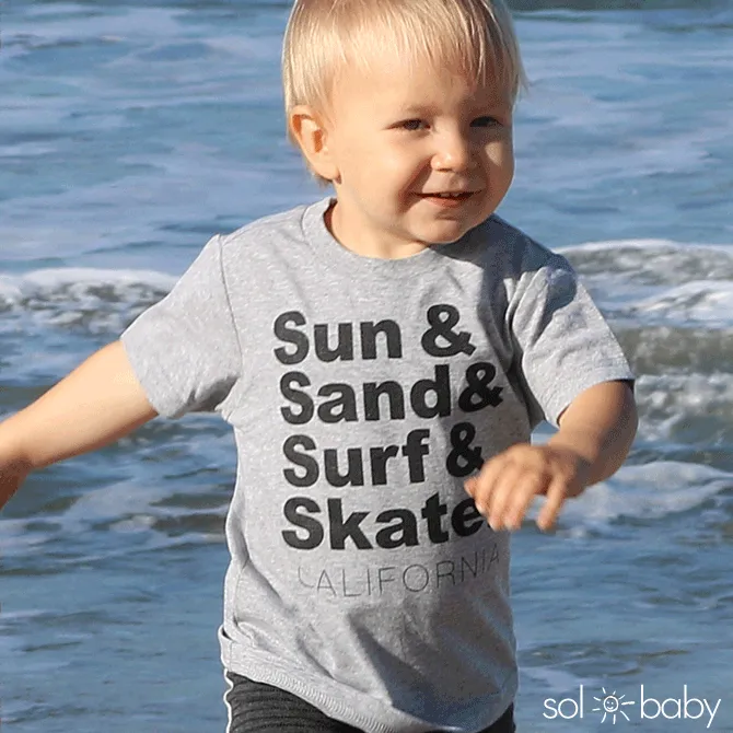 Sol Baby Sun & Sand & Surf & Skate California Grey Tee